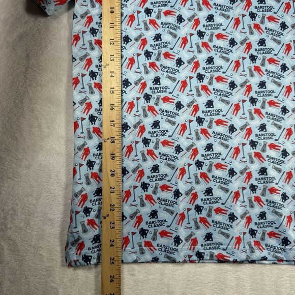 Barstool Sports Golf Polo Shirt Mens M‎ Blue Performance All Over Print - Picture 11 of 12